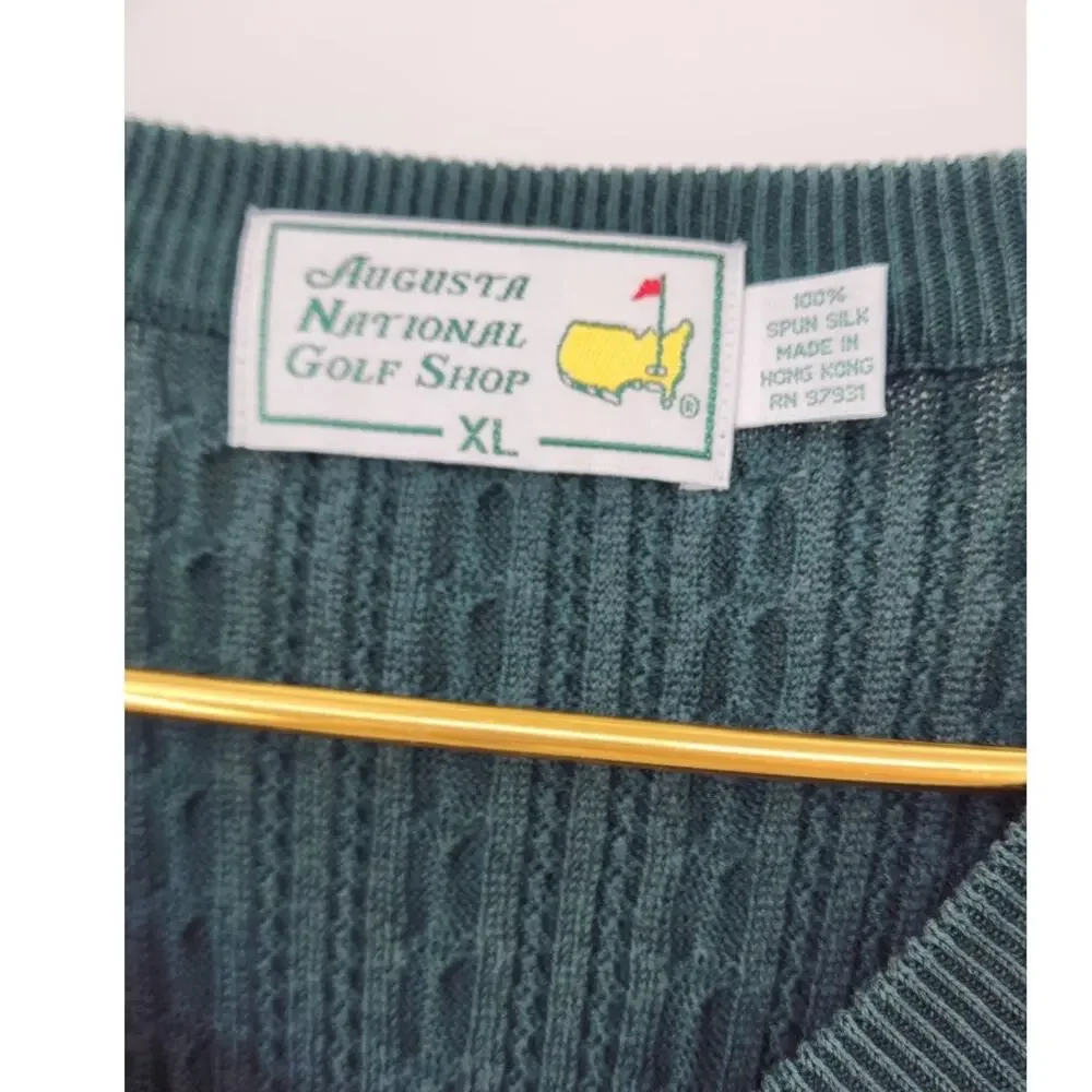 Men's Agusta National Golf‎ Shop Masters 100% Spun Silk Sweater Vest XL Green